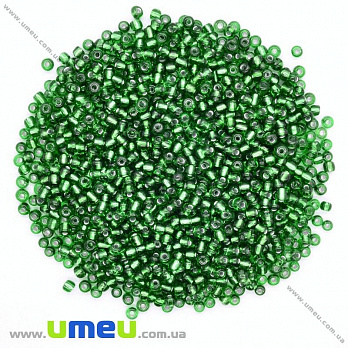 Бісер китайський середній, 8/0, Зелений блискучий, 3 мм (BIS-026157)