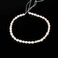 Намистини Перли річкові натуральні молочні, Рис, 3,5-4х5-6 мм (18 см) (BUS-053738)