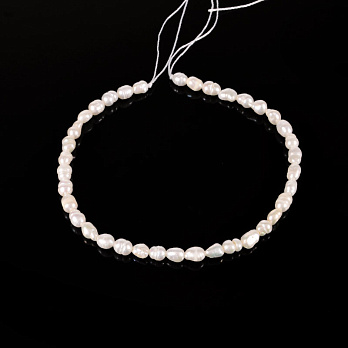 Бусины Жемчуг речной натуральный молочный, Рис, 3,5-4х5-6 мм (18 см) (BUS-053738)