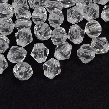 Намистини для сумок ОПТ Акрилові, Біконуси, 8х8 мм, Прозорі (BUS-059928)