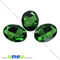 Риволи стеклянный, Овал граненый, 25х18 мм, Зеленый (KAB-009456)