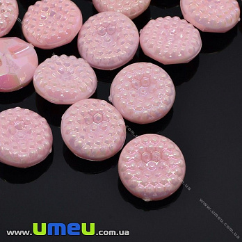Гудзик пластиковий на полуніжці Круглий, 12,5 мм, Рожевий АВ (PUG-012927)