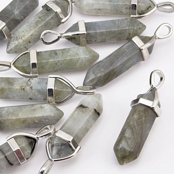 Підвіска Кристал, Натур. камінь Лабрадорит, 39х8 мм (POD-058620)