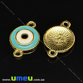 [Архів] Конектор металевий Оберіг, 18х12 мм, Бірюзовий, Золото (KON-020273)