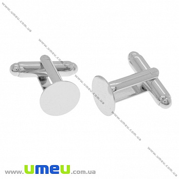 Основа для запонок с площадкой 10 мм, 16х18 мм, Темное серебро (OSN-018204)