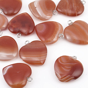 Подвеска Сердце, Натур. камень Агат красный, 20х20 мм (POD-058536)