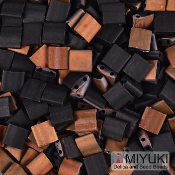 Бисер японский Miyuki TILA №4562, 5х5 мм, Оранжево-черный двухсторонный матовый (BIS-053233)