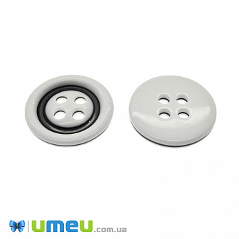 Гудзик пластиковий Круглий, 30 мм, Біло-чорний (PUG-046634)