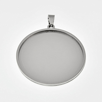 Основа круглая из нерж. стали, 46х43 мм, 40 мм, Темное серебро (STL-059492)