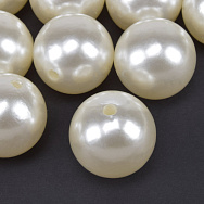 Намистини пластикові, 2 сорт, Круглі Перли, 24 мм, Кремові (BUS-060902)