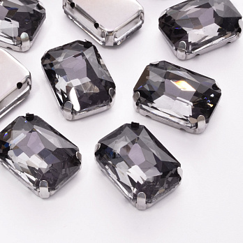 Шатон прямокутний, 18х13 мм, Темне срібло, Сірий (KAB-052895)