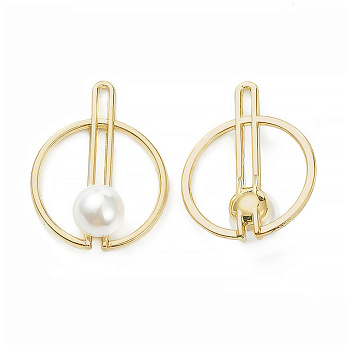 Подвеска метал. Круглая с жемчужиной, 27х20,5 мм, Светлое золото (POD-053897)