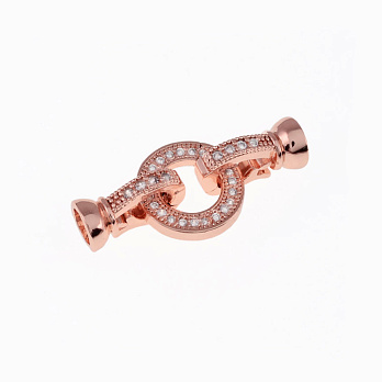 Застібка, 27х12 мм, Латунь із покриттям 18 kt, Куб. цирконій, Рожеве золото (ZAM-055453)