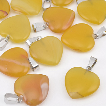 Подвеска Сердце, Натур. камень Агат желтый, 20х20 мм (POD-058542)