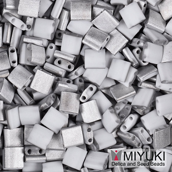 Бісер японський Miyuki TILA №4558, 5х5 мм, Сріблястий матовий двосторонній (BIS-053231)