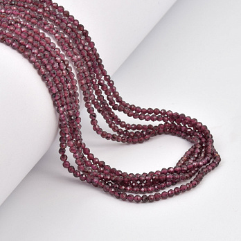 Бусины Гранат, Натур. камень, 2-2,5 мм, Круглые граненые (BUS-058203)