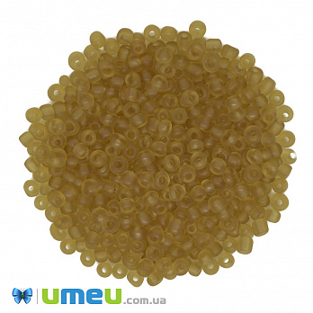 Бисер китайский крупный, 6/0, Янтарный прозрачный матовый, 4 мм (BIS-039279)