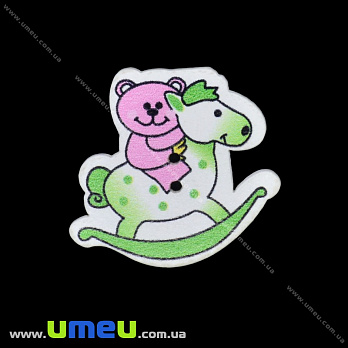 Декоративний пришивний елемент Конячка, 31х30 мм, Салатовий (DIF-033455)