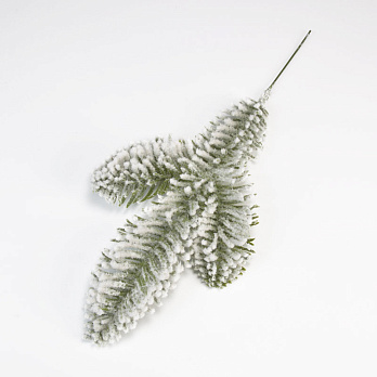 Ветка ели в снегу односторонняя, Зелёная, 17-18 см (DEC-060547)