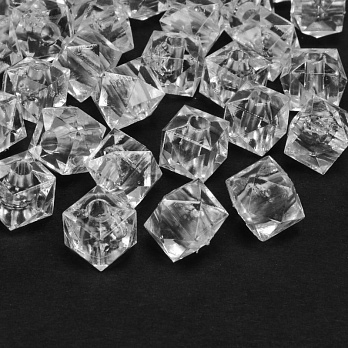 Намистини акрилові, Куб гранований, 10х8,5 мм, Прозорі (BUS-059901)