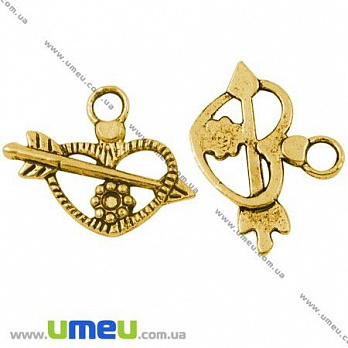 Підвіска метал. Серце зі стрілою, 25х20 мм, Античне золото (POD-001251)