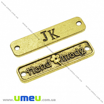 [Архів] Конектор-пластина металевий Hand made, 25х6 мм, Античне золото (KON-036739)