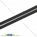 Репсова стрічка в горошок, 10 мм, Чорна (LEN-016662)