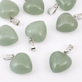 Подвеска Сердце, Натур. камень Авантюрин зеленый, 18х15х10 мм (POD-057897)