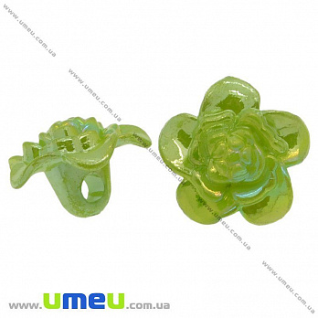 Гудзик пластиковий на ніжці Квітка Анемона, 17х11 мм, Зелений АВ (PUG-008926)