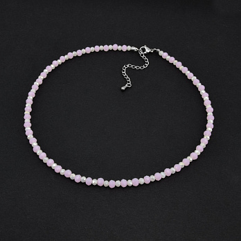 Чокер рожевий, Намистини скляні, 36 см, Нерж сталь (BUS-058754)