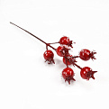 Ветка с ягодками шиповника во льду, 19 см, Красная (DIF-056899)
