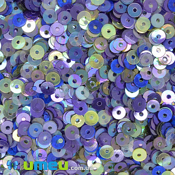 Паєтки Індія круглі плоскі, 4 мм, Мікс синій АВ (PAI-041432)