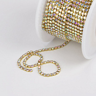 Стразовий ланцюг SS6 - 2,0 мм, Золото, Стрази скляні білі АВ (ZEP-036407)