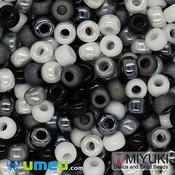Бісер японський Miyuki круглий RR 6/0 №mix34, Чорно-білий (BIS-046001)