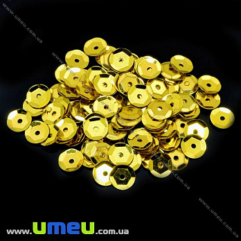 Пайетки Китай круглые граненые, 5 мм, Золотистые, 5 г (PAI-013163)