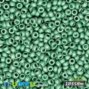 Бісер чеський №913m/18558m, Зелений, Металізований матовий, 10/0 (BIS-008391)