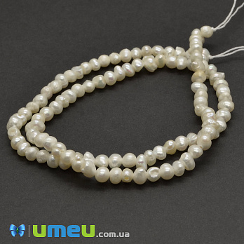 Намистина натуральний камінь Перли річкові молочні, 3-5 мм (BUS-039402)