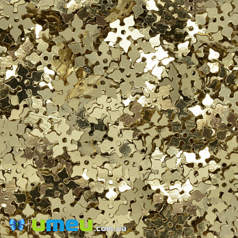 Пайетки Индия снежинка, 9 мм, Золотистые (PAI-042007)