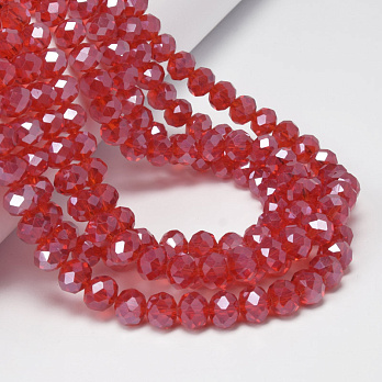 Намистини ронделі, 8х6 мм, Червоні (BUS-057134)