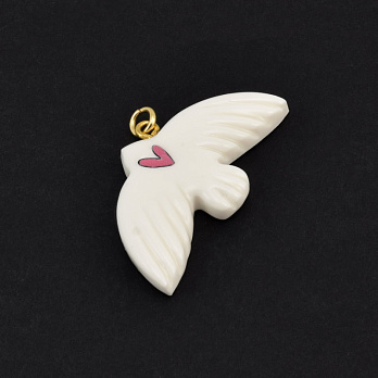 Подвеска Горлица из полимерной глины, 40х20 мм, Белая (POD-058992)