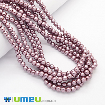 Бусины стеклянные Жемчуг, 6 мм, Пудровые, Круглые (BUS-048937)