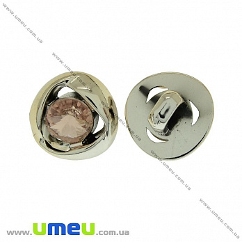 Гудзик пластиковий на ніжці зі стразами, 11,5 мм, Шампань, Світле золото (PUG-021470)