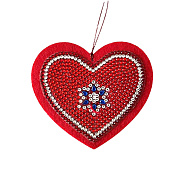 Набір алмазного живопису (наклейка) 10х10 см, Новорічна іграшка Сердечко (SXM-061129)
