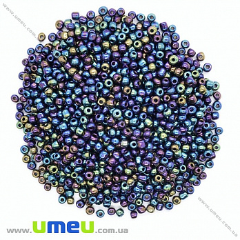 Бісер китайський середній, 8/0, Ірис синій перламутровий, 3 мм (BIS-026146)
