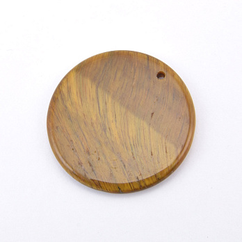 Підвіска Кругла плоска, Натур. камінь Тигрове око, 30 мм (POD-058641)