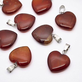 Подвеска Сердце, Натур. камень Сердолик, 20х20 мм (POD-054358)