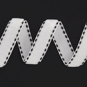 Стрічка оксамитова з кантом, 10 мм, Біла (LEN-060567)