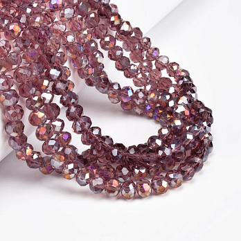 Бусины рондели, 6х5 мм, Сиреневые AB (BUS-061122)