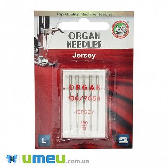 Иглы ORGAN JERSEY №100/16 для бытовых швейных машин, 5 шт, 1 набор (SEW-047611)