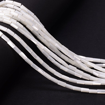 Бусины Перламутр белый, Натур. камень, 7х3,5 мм, Бочонок (BUS-056123)